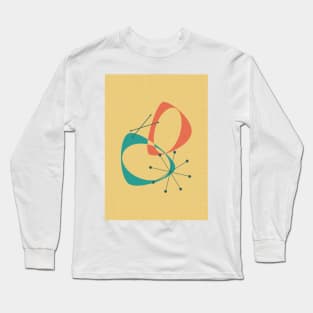 Mid Century Modern Abstract in Yellow, Teal and Orange Long Sleeve T-Shirt